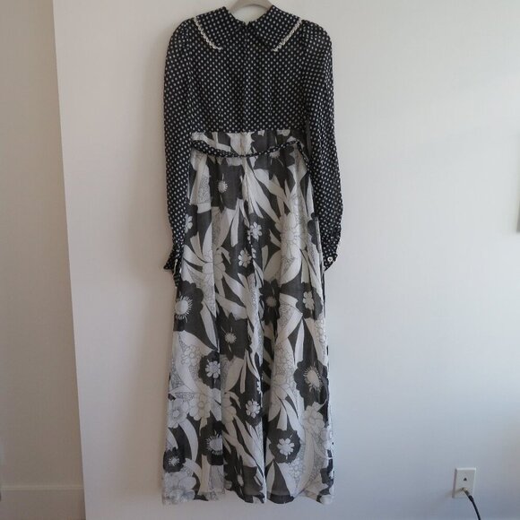VINTAGE PANTEL 70's Prairie Peasant Cottagecore Floral Polka Dot Maxi Dress - Picture 5 of 16